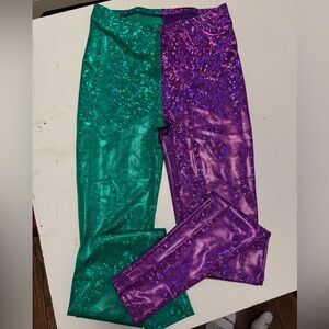 Women’s M Sparkly Green and Purple Leggings